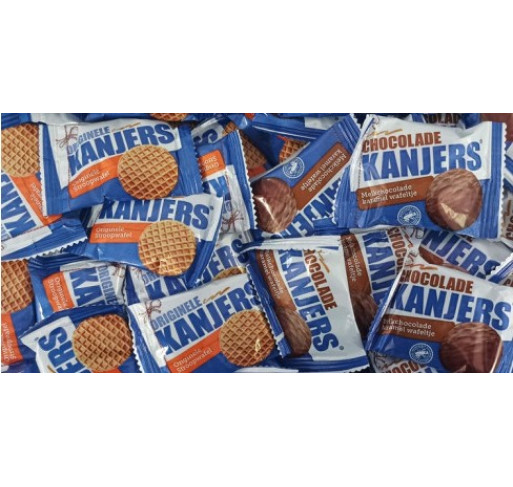 Mini Kanjers Stroopwafel  Mixed Regular/Melkchocolade   Premium Uitdeel Box 